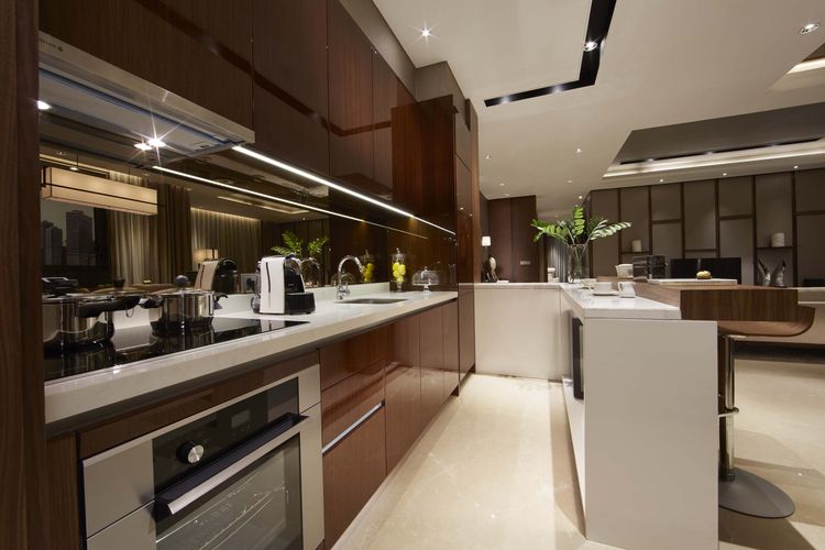 Tampilan dapur pada unit apartemen The Elements.