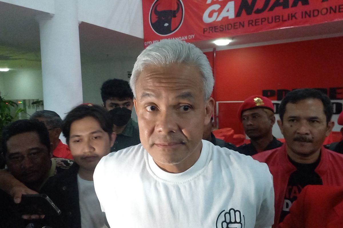 Ganjar pranowo saat ditemui di Kantor DPD PDIP DIY, Senin (18/12/2023)