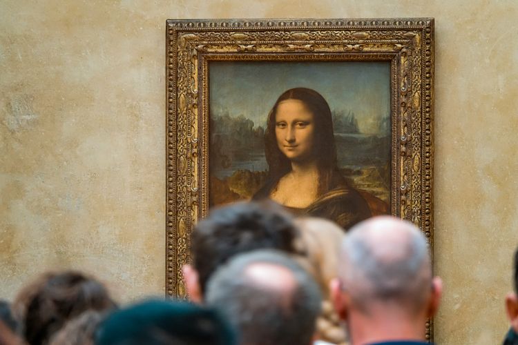 Ilustrasi lukisan Mona Lisa karya Leonardo da Vinci di Louvre di Paris, Perancis.