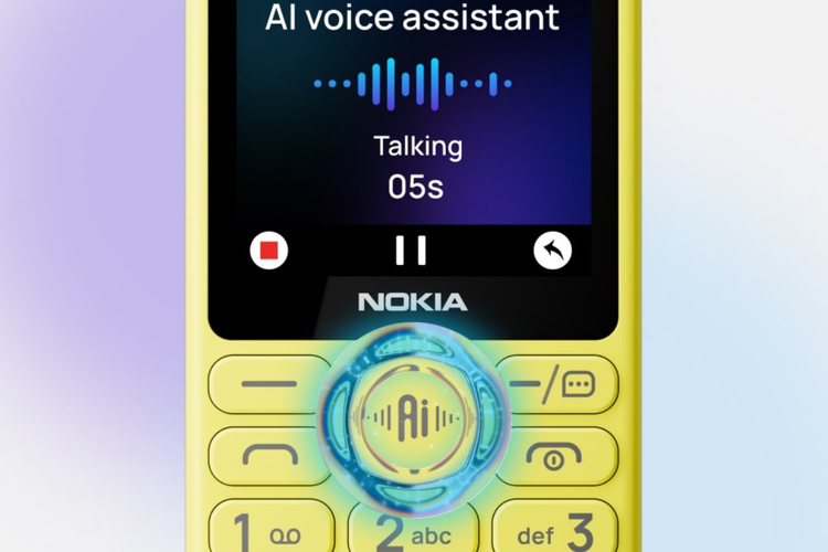 Tombol AI khusus pada feature phone Nokia terbaru dapat digunakan untuk mengakses asisten AI Sikey AI.