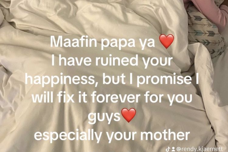 Permintaan maaf Rendy Kjaernett di Instagram-nya kepada anak-anaknya 
