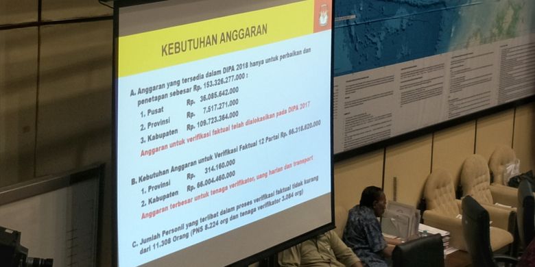 Paparan Ketua KPU Arief Budiman terkait tambahan anggaran untuk verifikasi faktual terhadap 12 parpol di pemilu 2019. 