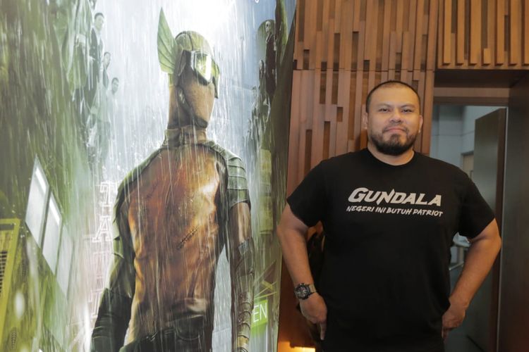 Joko Anwar menghadiri peluncuran poster film Gundala di Gedung SCTV, Jakarta Pusat, Selasa (29/5/2019).