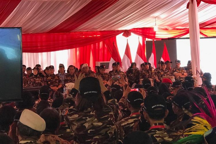 Acara pembukaan Jambore Kebangsaan Bela Negara Keluarga Besar FKPPI, di Bumi Perkemahan Ragunan, Jakarta Selatan, Jumat (7/12/2018). 