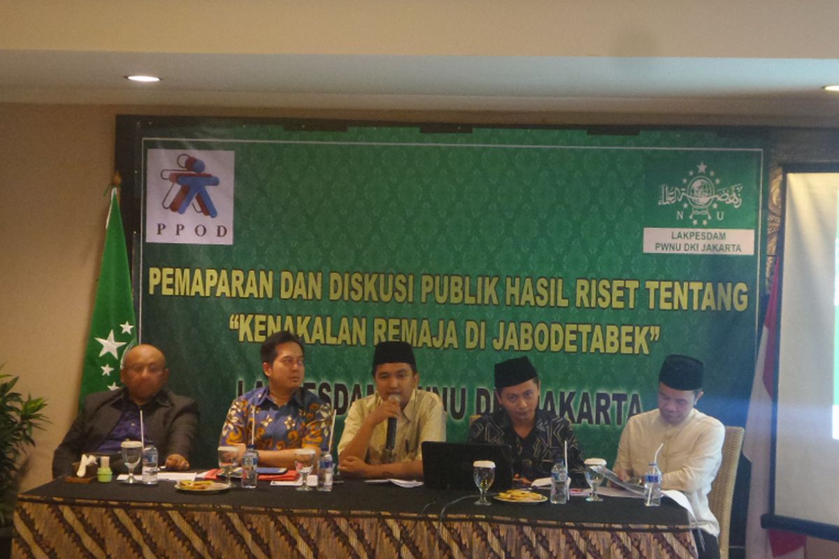 Diskusi hasil riset Lakpesdam PWNU DKI Jakarta terkait perilaku konsumsi alkohol yang dilakukan remaja di Jabodetabek, Selasa (15/8/2017)