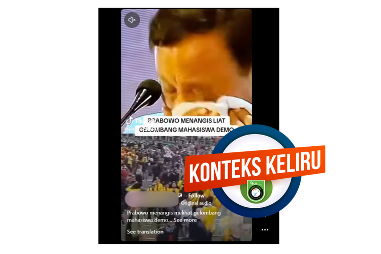 INFOGRAFIK: Hoaks Prabowo Menangis karena Adanya Demonstrasi Mahasiswa