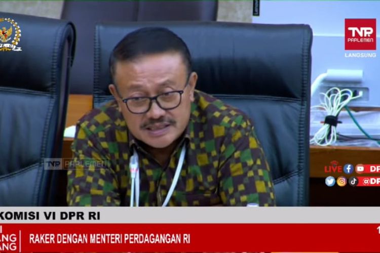 Wakil Ketua Komisi VI Dewan Perwakilan Rakyat (DPR) Republik Indonesia (RI) Gde Sumarjaya Linggih dalam rapat kerja (raker) Komisi VI dengan Menteri Perdagangan (Mendag) Muhammad Lutfi di Senayan, Jakarta, Kamis (17/3/2022).
