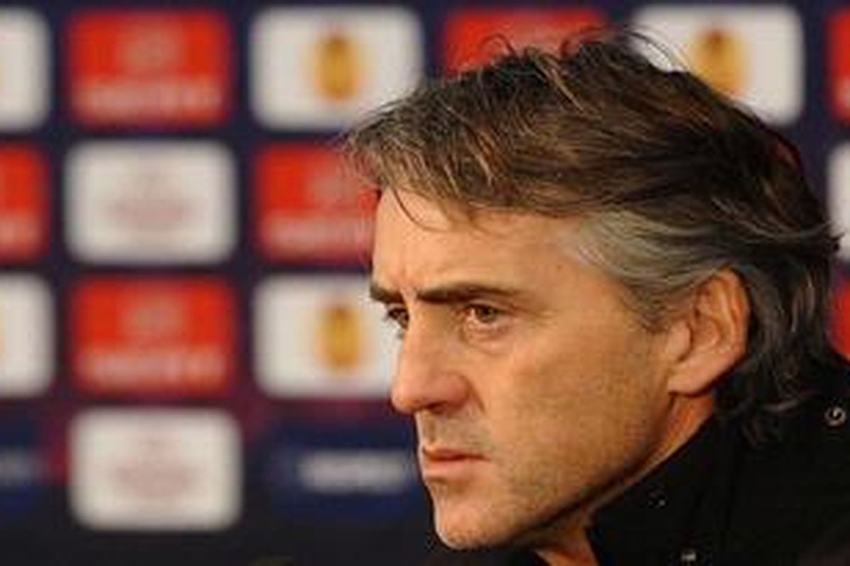 Pelatih Manchester City, Roberto Mancini.