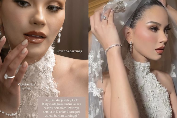 Detail koleksi perhiasan yang dikenakan Alyssa Daguise di malam resepsi intimnya dengan Al Ghazali.