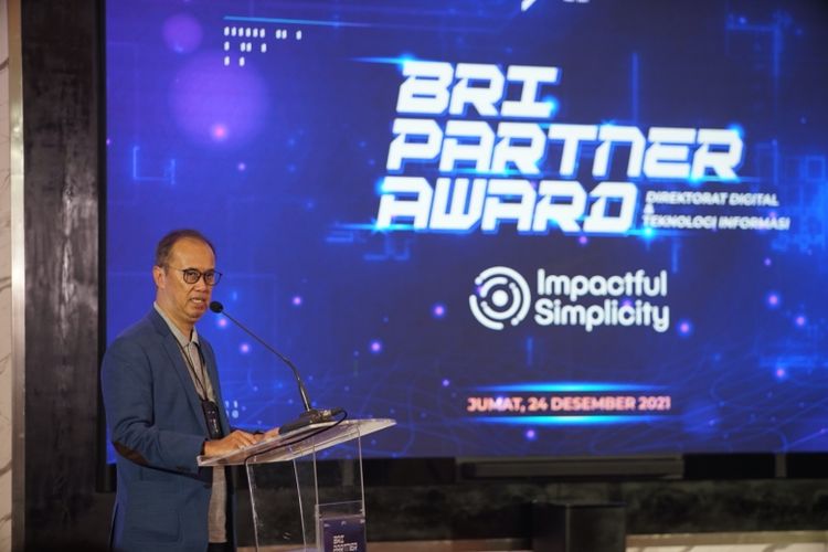 Direktur Digital dan TI BRI Indra Utoyo dalam ajang penghargaan bertajuk ?BRI Partner Award?, Jumat (24/12/2021).
