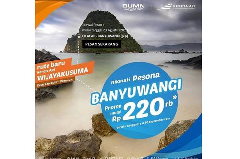 PT KAI Rilis Promo Tiket Kereta Api Cilacap-Banyuwangi, Ini Daftarnya