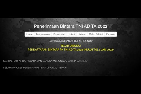 Jadwal, Syarat dan Ketentuan Penerimaan Bintara TNI AD 2022