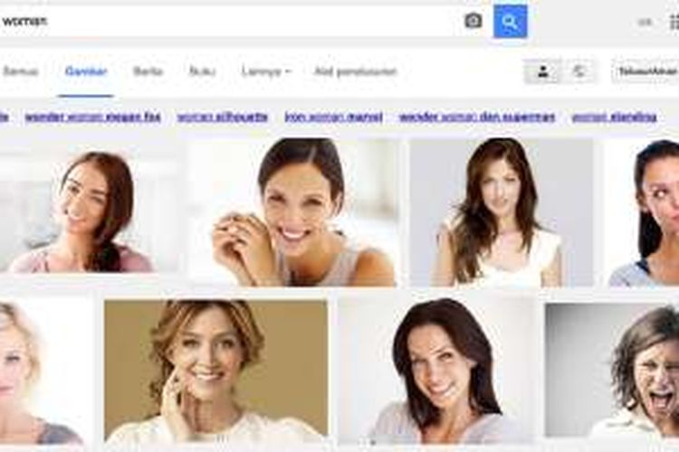 Hasil pencarian kata kunci Woman di Google Image Search