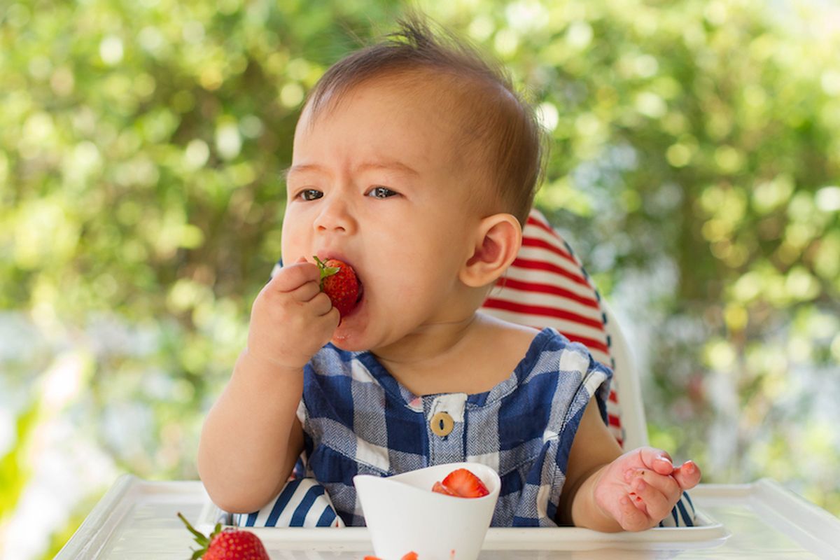 Anak kecil yang sedang memakan buah stroberi (Dok. Shutterstock)