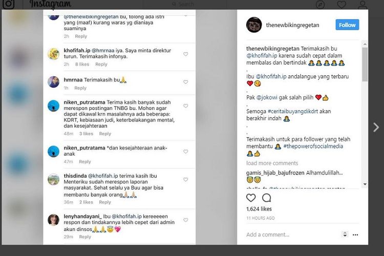 Mensos Khofifah Indar Parawansa memberikan pernyataan di Instagram untuk membantu Isa yang tinggal di gang sempit di Kawasan Tambora, Jakarta Barat.