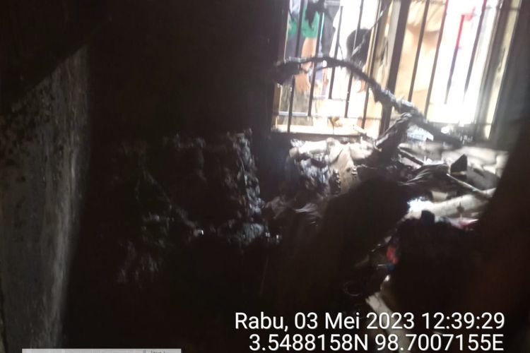 Kondisi rumah yang terbakar di Medan Amplas, Rabu (3/5/2023)