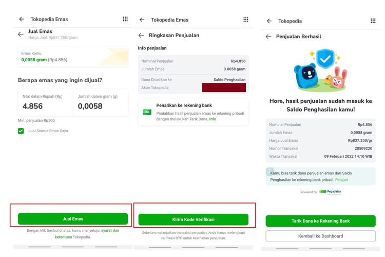 Cara menjual emas Pegadaian di Tokopedia.