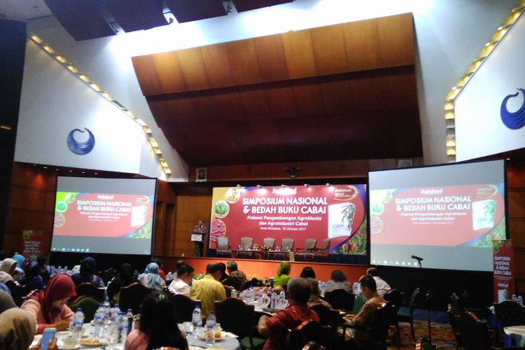 Acara simposium nasional dan bedah buku cabai di Hotel Bidakara, Jakarta, Rabu (18/10/2017).