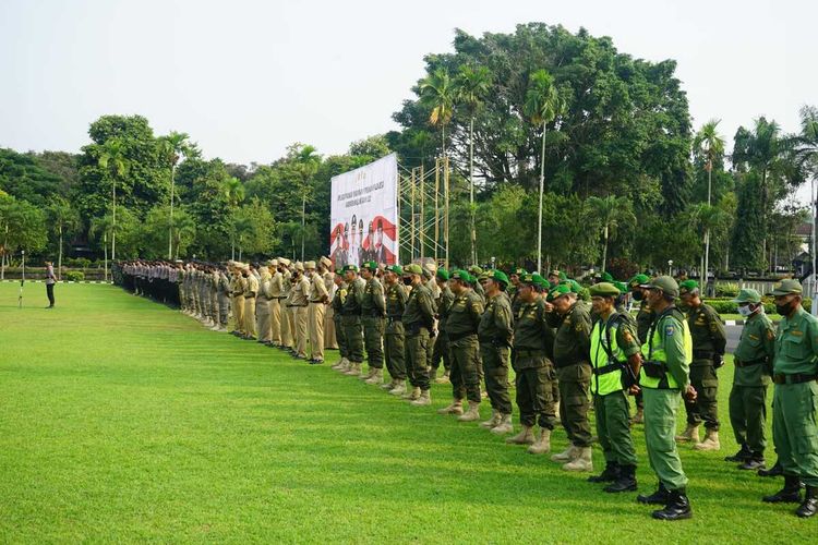Gelar pasukan pengamanan Pilkades serentak di Kabupaten Magelang, Jawa Tengah, Kamis (3/11/2022). Pilkades akan digelar Minggu (6/11/2022).