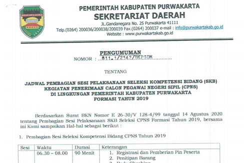 Jadwal, Lokasi, dan Segala Hal soal SKB CPNS 2019 di Kabupaten Purwakarta