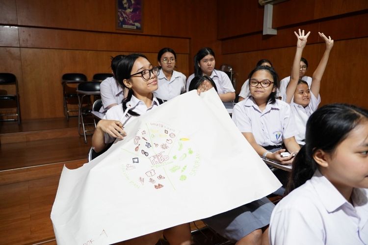 Pelajar SMA Tarakinta 1 Jakarta dalam kegiatan belajar di ASRI Goes to School