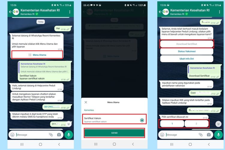 Cara download sertifikat vaksin covid-19 lewat whatsapp