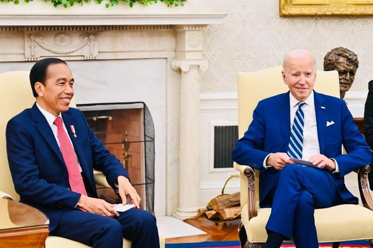 Presiden Joko Widodo bertemu dengan Presiden AS Joe Biden di Gedung Putih, Washington DC, Amerika Serikat, Senin (13/11/2023) waktu setempat.
