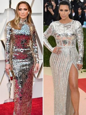 Penyanyi Jennifer Lopez ketika menghadiri malam penganugerahan Grammy, Minggu (24/2/2019) malam waktu setempat. Penampilannya dinilai mirio dengan tampilan Kim Kardashian di Met Gala 2016 lalu.