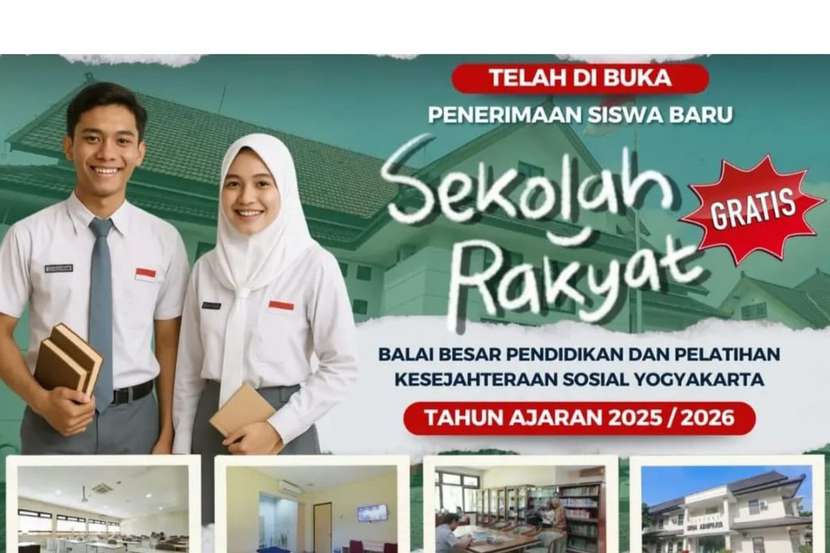 Pendaftaran Sekolah Rakyat di Yogyakarta yang sudah dibuka sampai 30 April 2025.