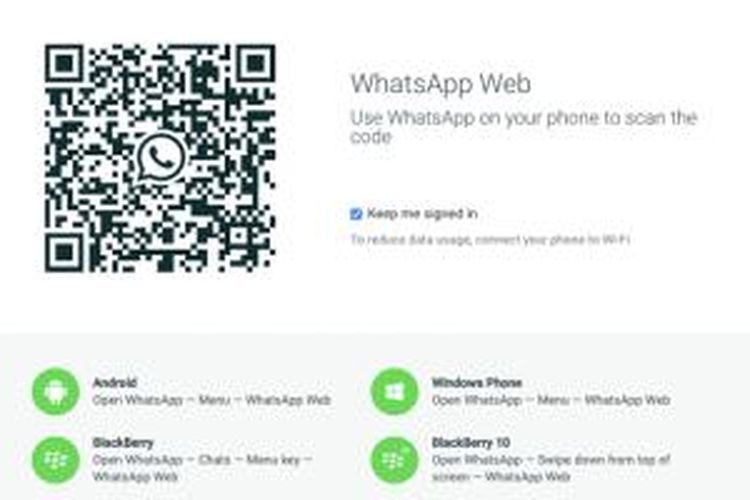 Tampilan menu utama Whatsapp Web