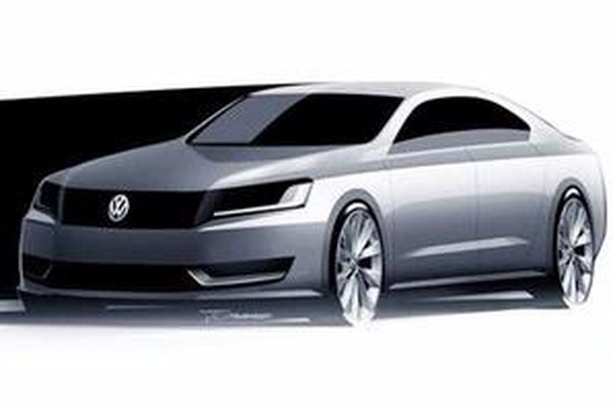 Ini gambar sketsa VW Mid-sized buat nangingi Camry dan Accord