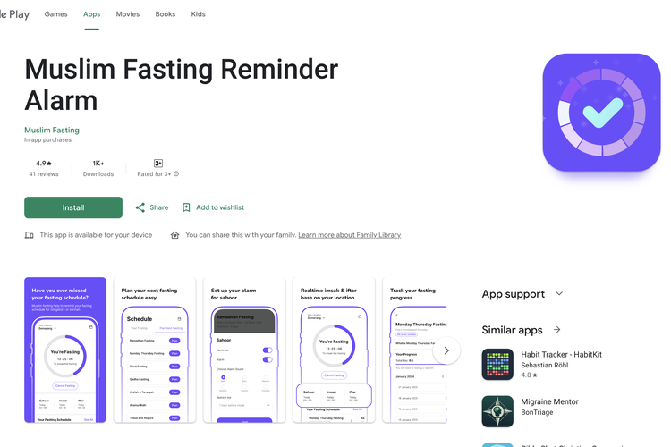 Ilustrasi aplikasi Muslim Fasting