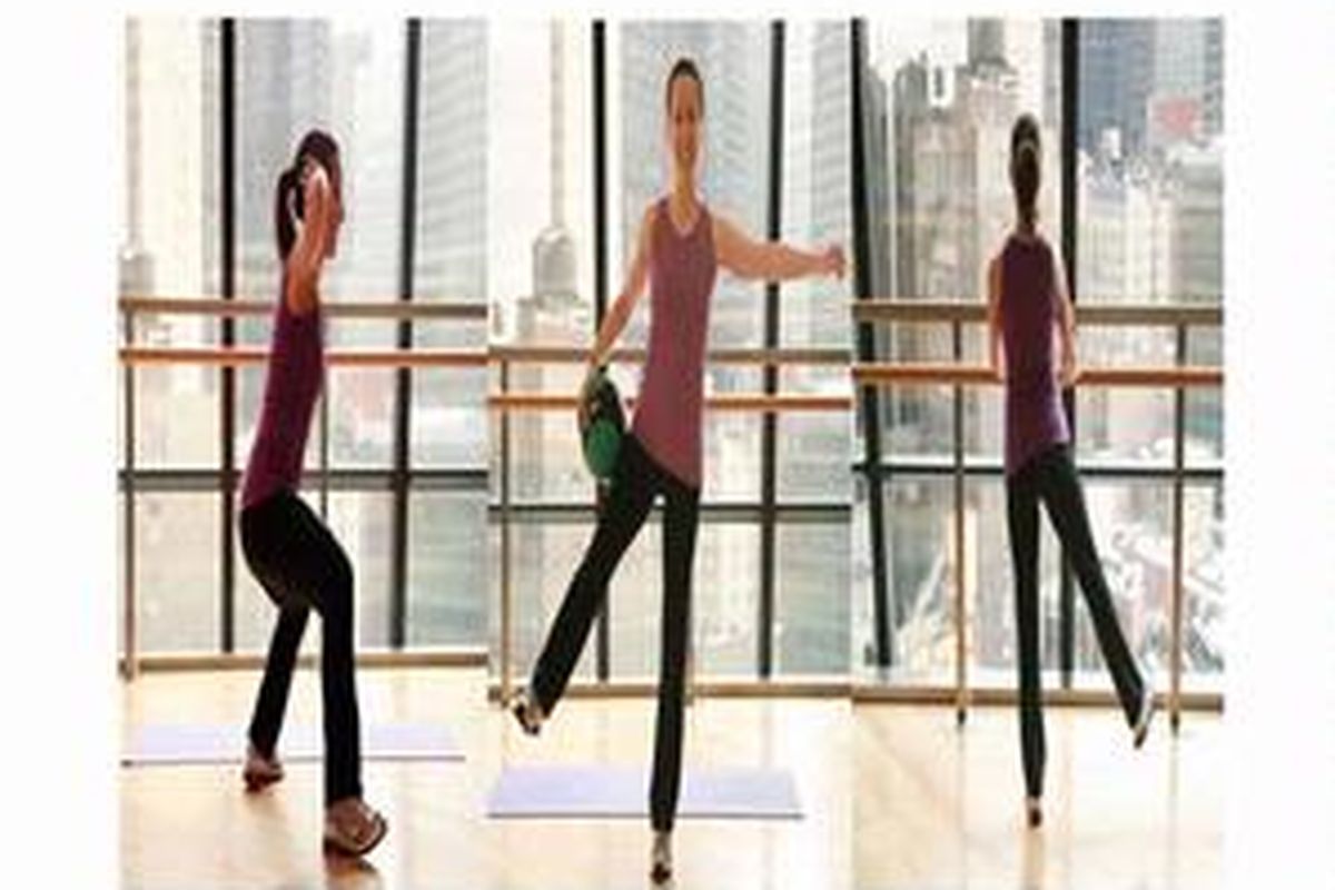 Gerakan pengencang bokong dan paha (dari kiri ke kanan) 