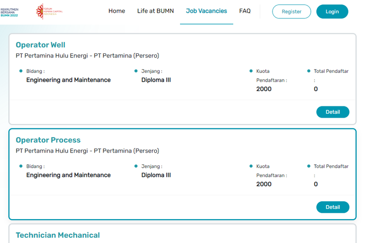 Cek lowongan kerja Pertamina atau loker Pertamina yang dibuka lewat program Rekrutmen Bersama BUMN 2022.