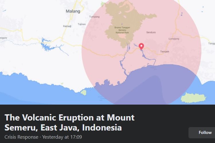 Facebook aktifkan fitur Safety Check terkait erupsi Gunung Semeru