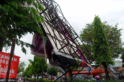 Hujan Disertai Angin Kencang di Sleman, Sejumlah Pohon Tumbang dan Baliho Roboh