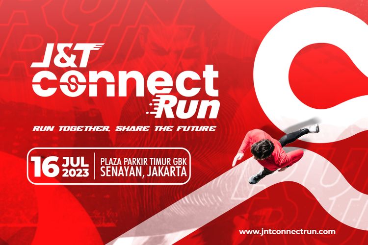 J&T menggelar kegiatan J&T Connect Run bertema ?Run Together, Share the Future? yang digelar oleh J&T Express di Plaza Timur Gelora Bung Karno, Jakarta, Minggu (16/7/2023) 