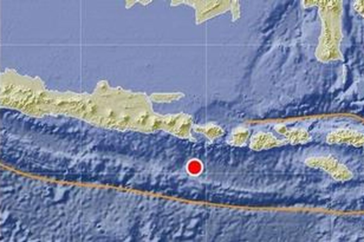 Pusat gempa Bali, Kamis (13/10/2011).