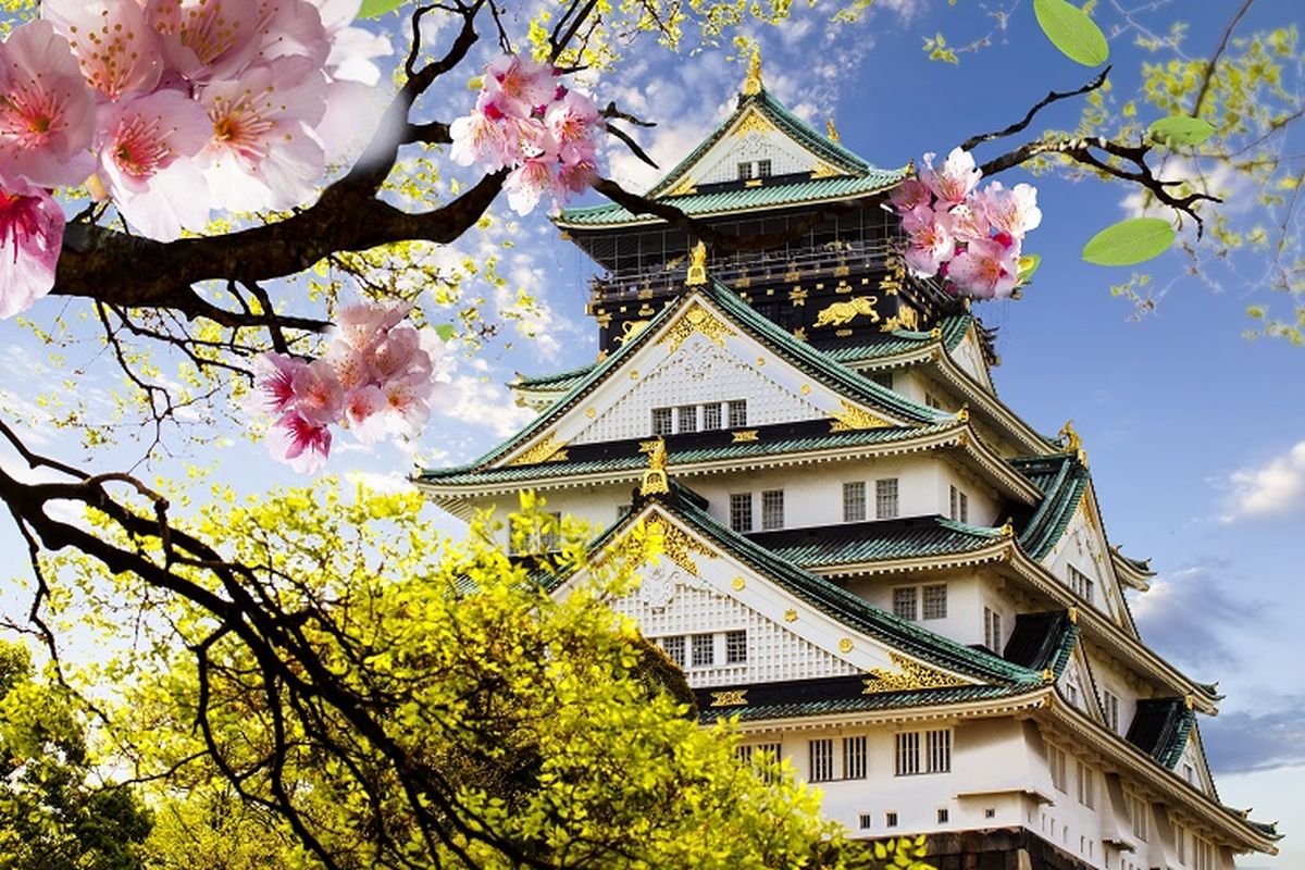 Ilustrasi Jepang - Osaka Castle.