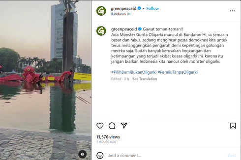 Polisi Didesak Bebaskan Aktivis Greenpeace yang Taruh Gurita Raksasa di Kolam Bundaran HI