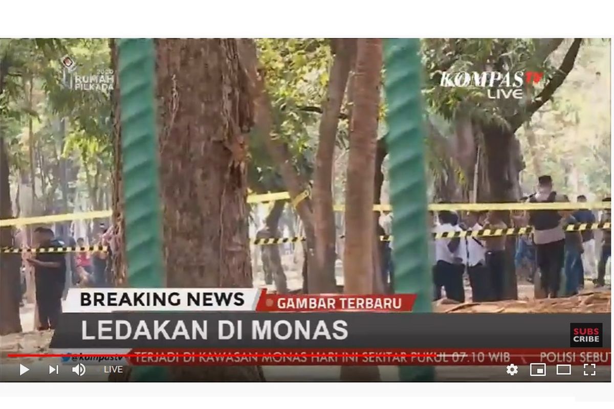 Ledakan terjadi di kawasan Monas, Jakarta Pusat, Selasa (3/12/2019).