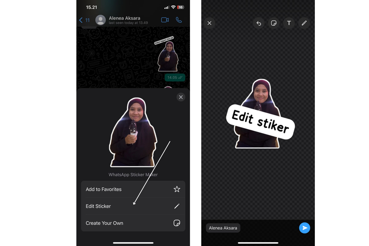 Ilustrasi edit stiker di WA iPhone