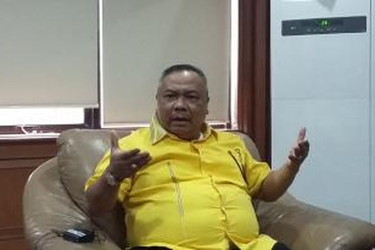 Ketua DPP Partai Golkar kubu Agung Laksono, Leo Nababan saat ditemui di Kantor DPP Partai Golkar, Slipi, Jakarta Barat, Kamis (2/4/2015).