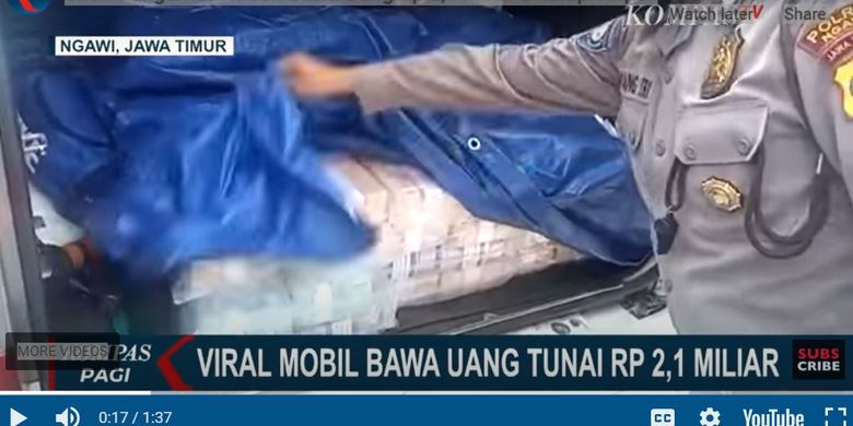 Viral polisi hentikan mobil yang mengangkut uang tunai Rp 2,1 miliar hanya ditutup terpal dan tanpa pengawalan aparat.