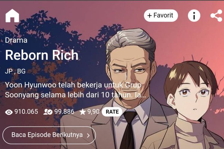 Manhwa (webtoon) Reborn Rich berbahasa Indonesia.