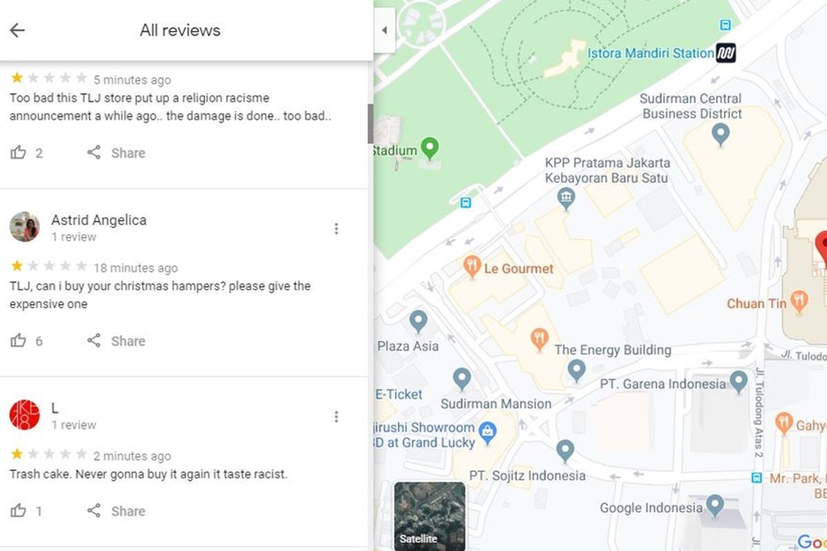 tanggapan Netizen di Google terkait peraturan toko roti Tous Les Jours