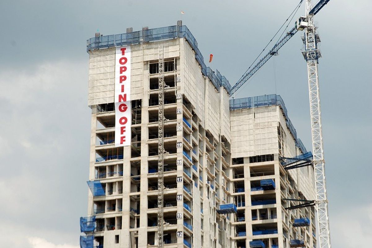 Konstruksi Tower Cattleya di Sakura Garden City dijadwalkan mencapai tutup atap pada Sabtu (27/03/2021).