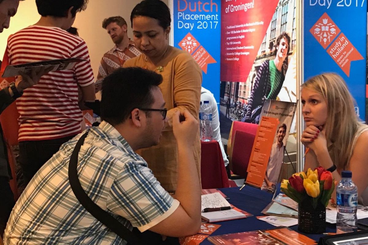 Acara pameran pendidikan kuliah di Belanda Dutch Placement Day 2017 yang berlangsung di Erasmus Huis, Jakarta, Jumat 3 November 2017.