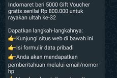 [HOAKS] Indomaret Bagi-bagi Voucher Gratis Senilai Rp 800.000