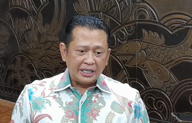 Ketua MPR Bambang Soesatyo di Kompleks Parlemen Senayan, Jakarta, Senin (25/7/2022).